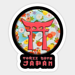 Torii Traditional Japanese Gate Buddhist Symbol Floral Pattern Chrysanthemum Cherry Blossom 60 Sticker